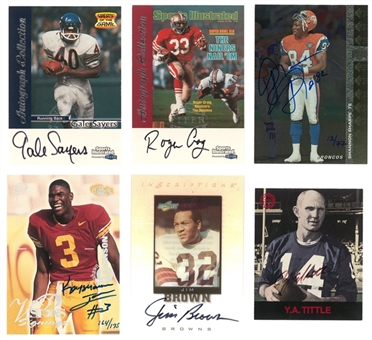 1994-99 NFL Hall of Fame & Stars Signed Card Collection (6) Featuring Jim Brown, Y.A. Little, Gale Sayers & More!